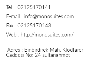 Mono Suites Hotel iletiim bilgileri